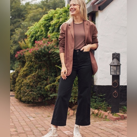 Marine Layer Bridget Crop Pants Faded Black Wide Leg Retro Women’s Size 12 - Picture 1 of 13